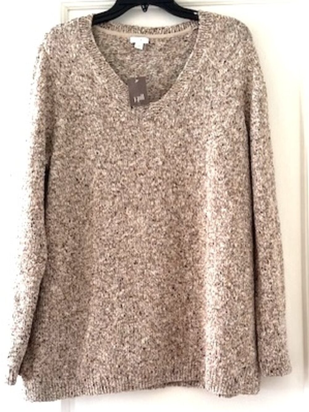 J Jill Slub Marled Cowhide Sweater Neutral Minimalist